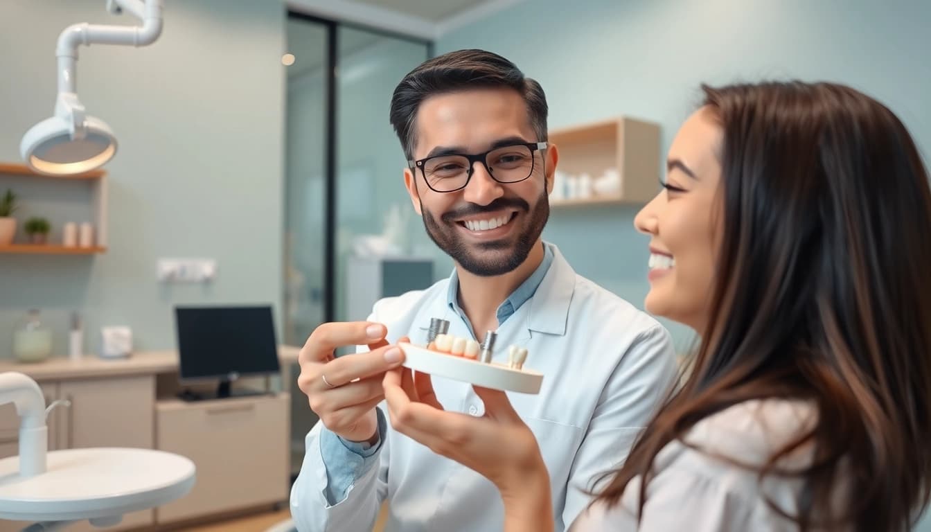dental implant dentist in cheras discussing treatment with a patient in a modern, welcoming clinic