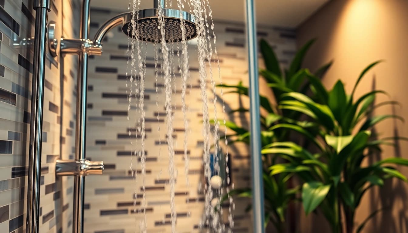 Revealing a stylish shower uk with elegant fixtures and a serene bathroom atmosphere.