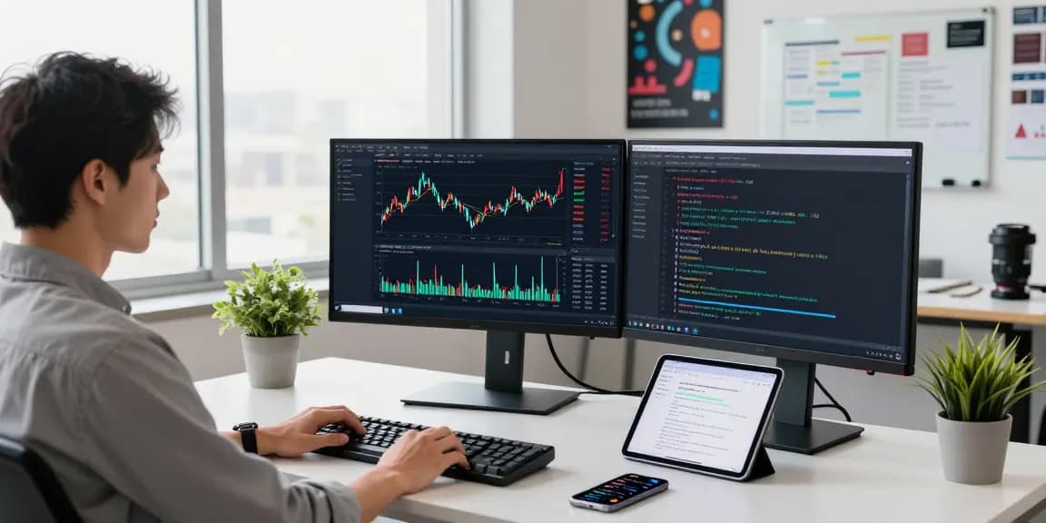 Dynamic workspace depicting a developer utilizing the multi-ticker HK stock batch API for real-time market data integration.