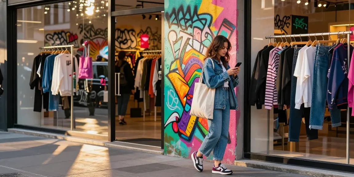 Young woman exploring shs-dome5.com fashion trends in urban environment.