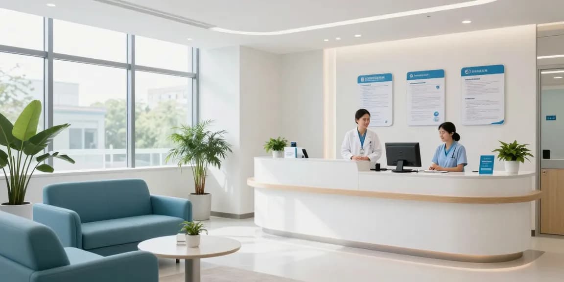 Hair transplant Turkey price consultation in a modern health clinic, featuring a healthcare provider discussing patient care.