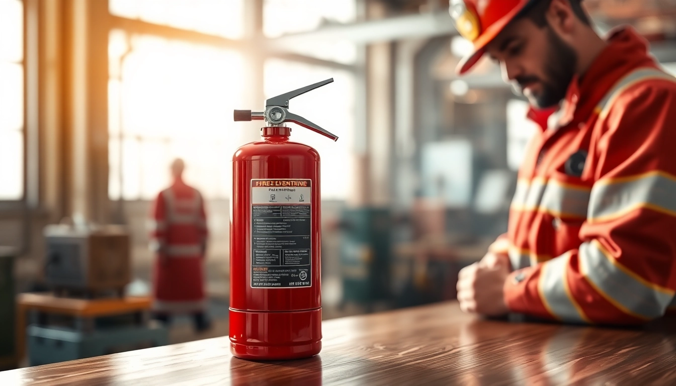 Inspect a professional electrical fire extinguisher, showcasing its safety features and design.