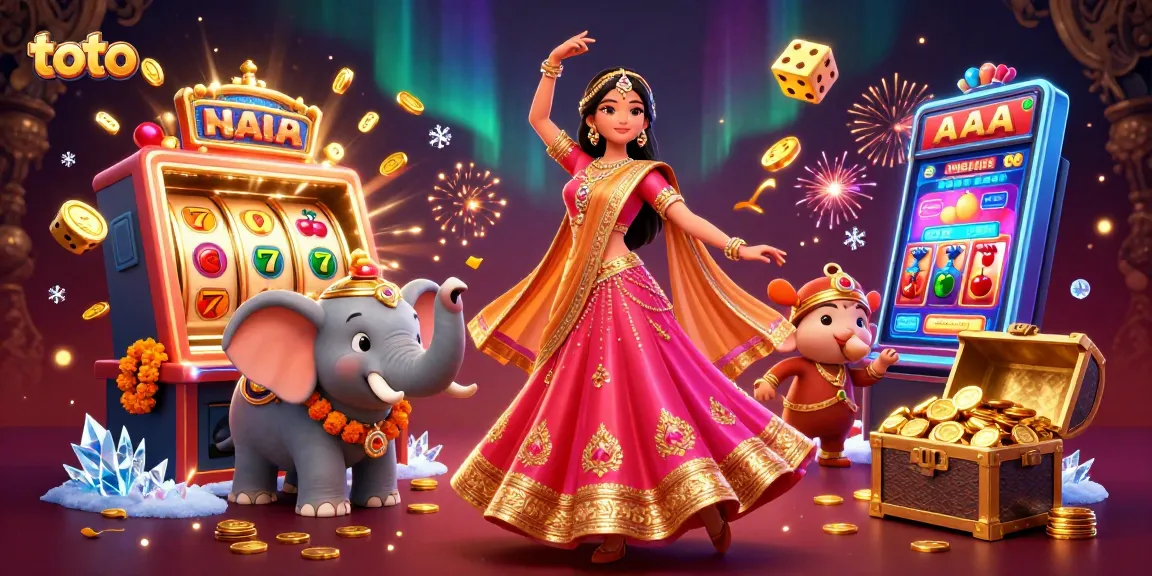 Toto-themed vibrant casino scene with a beautiful woman and jackpot slot machine elements.