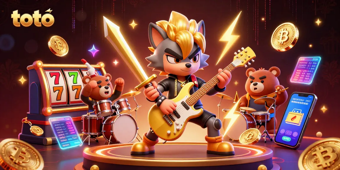 Engage in thrilling gameplay at toto with vibrant slot reels and dynamic characters electrifying the scene.