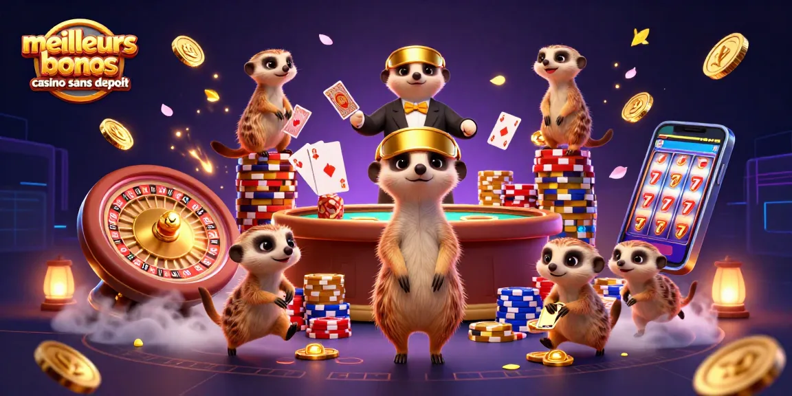 Gagnez avec les meilleurs bonus casino sans dépôt dans une illustration détaillée et dynamique de casino.
