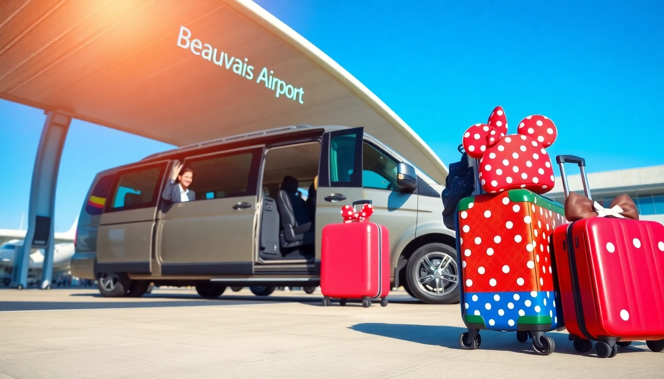 Beauvais Airport to Disney Transfer with friendly driver and Disney-themed decorations.