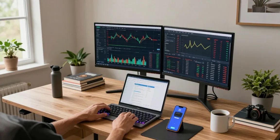 crypto mining without equipment in a professional trading setup with cryptocurrency charts and a digital wallet displayed