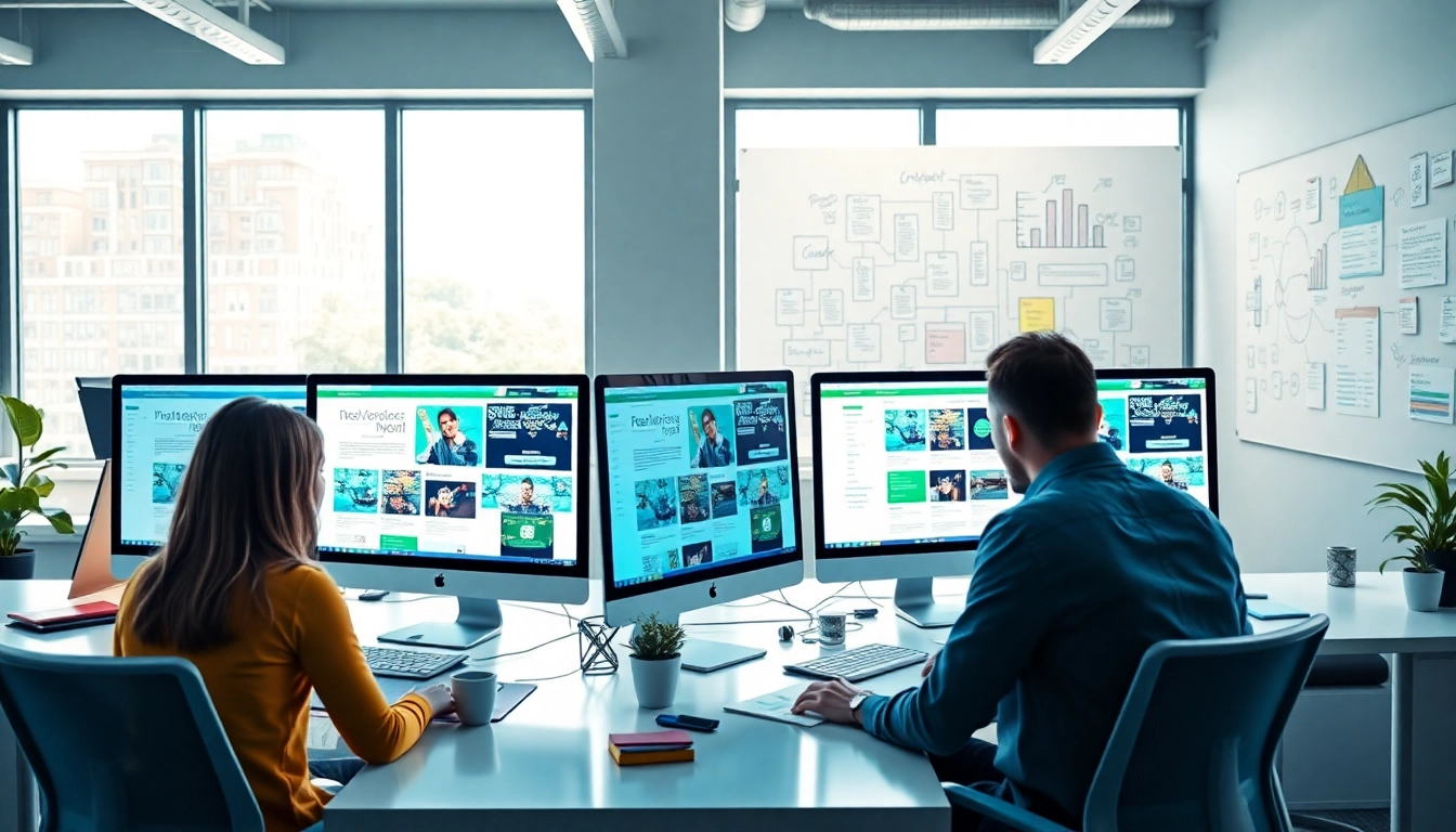 Website erstellen lassen in modernem Büro mit kreativem Team und digitalen Projekten.