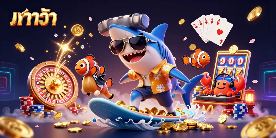 Experience บาคาร่า excitement with lively 3D characters amidst gold coins and casino elements