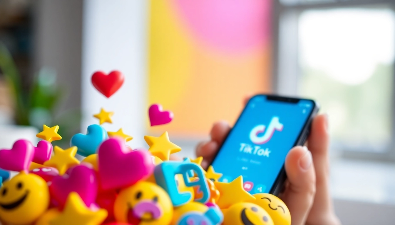 TikTok emojis visually represented in a colorful social media setting, illustrating digital engagement.