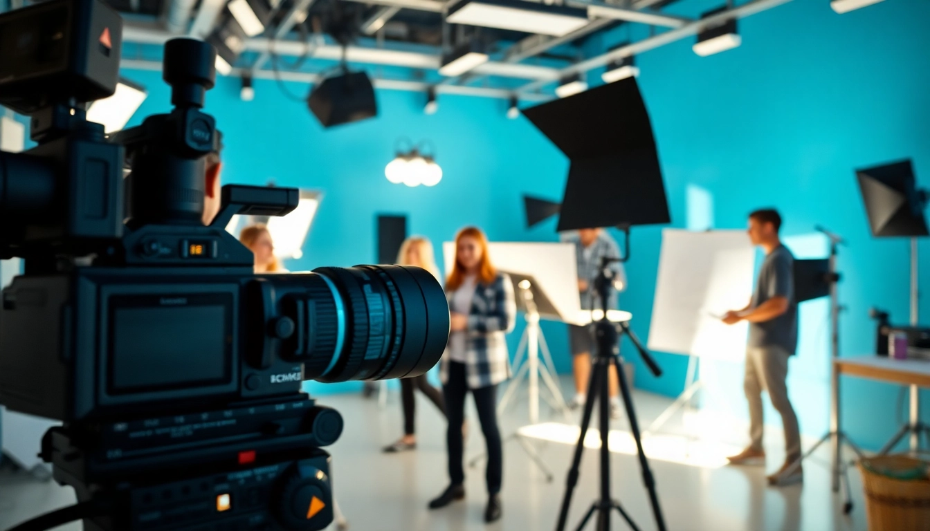 Showcasing a professional oronto video production company team collaborating at a modern studio.