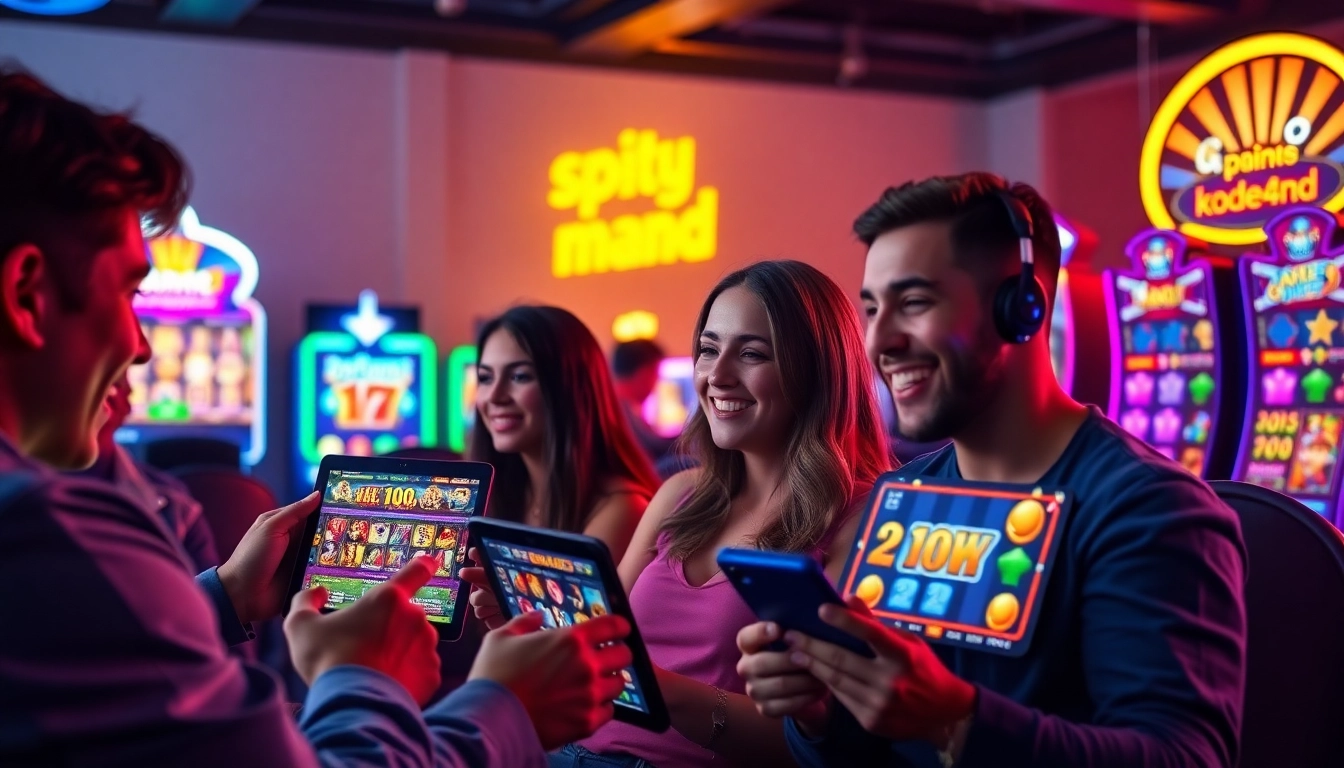 Engaging players enjoying Kode4d slot games in a vibrant online gaming atmosphere.