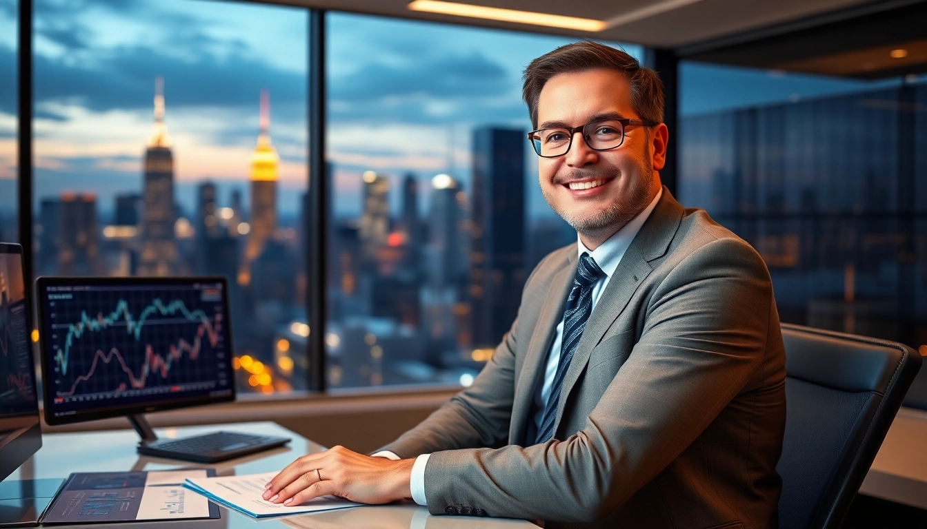 Mark Baum analyzing financial data in a modern office setting.