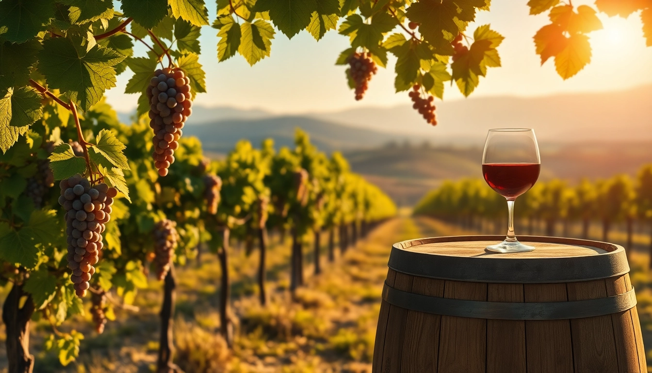 Tasting glass and barrel in Sacramento Wineries vineyard, bathed in warm afternoon light.