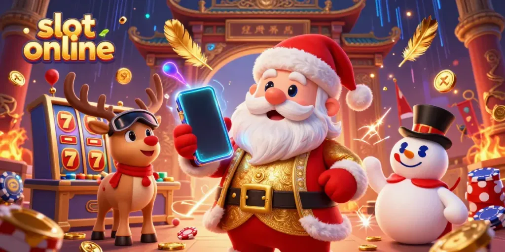Slot online menghibur dengan karakter Santa Claus dalam kasino meriah dengan rekan uniknya, menghidupkan pengalaman judi.