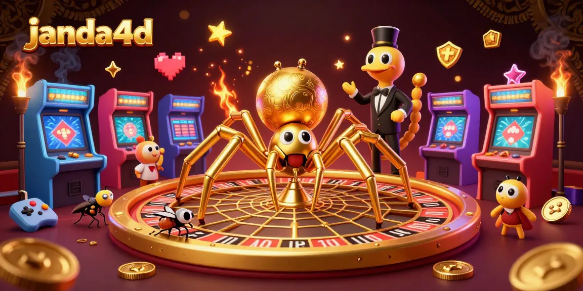 Menangkan permainan di janda4d dengan ilustrasi 3D dinamis bertema casino dan slot.