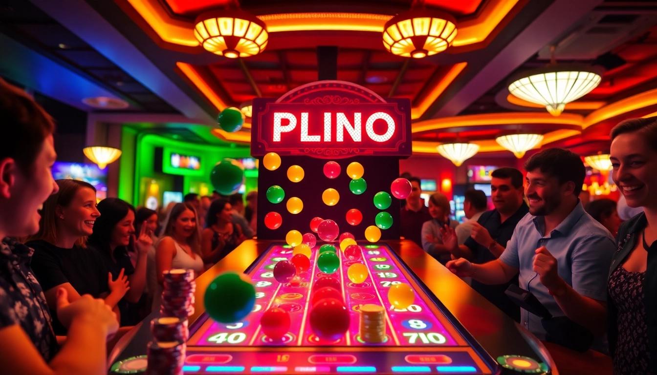 Menangkan di plinko slot saat bola berjatuhan di papan kemenangan yang berwarna cerah.