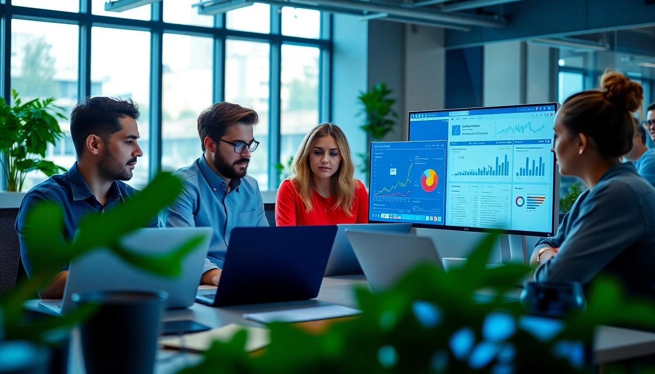 Optimize your google ads edmonton strategy with a collaborative marketing team working in a modern office.