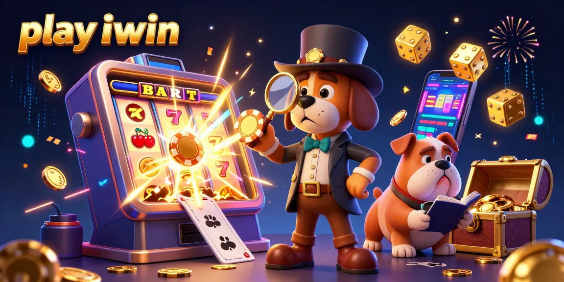 Play iwin with a 3D cartoon detective and thrilling casino elements in an exciting scene.