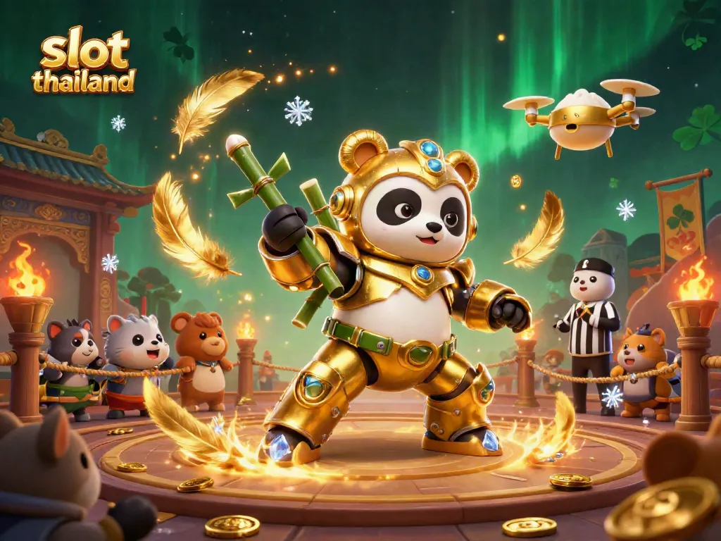 Engaging scene illustrating the colorful essence of slot thailand with animated characters in a vibrant circus-style setting.
