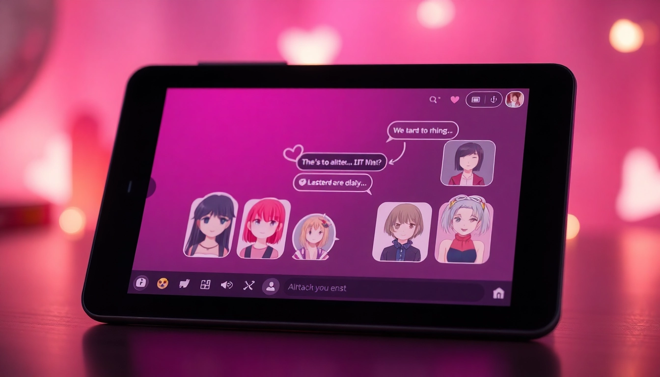 Engaging NSFW chat AI interface on a modern device showcasing interactive avatars.