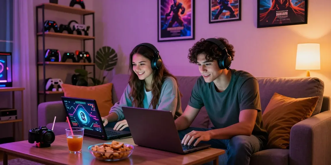 Playing engaging xxx games together in a cozy home setting, showcasing vibrant gaming atmosphere.