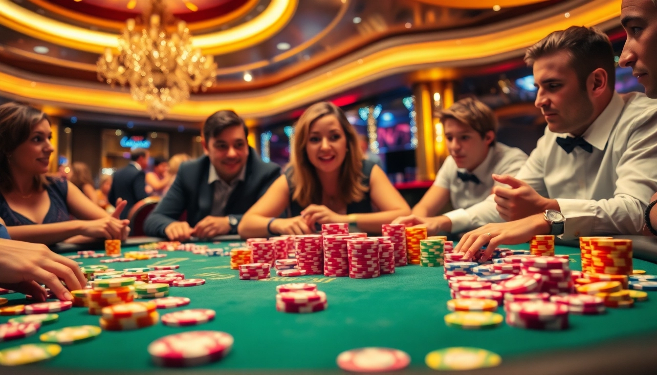 Bermain poker dengan chips bbni4d di meja kasino yang mewah.