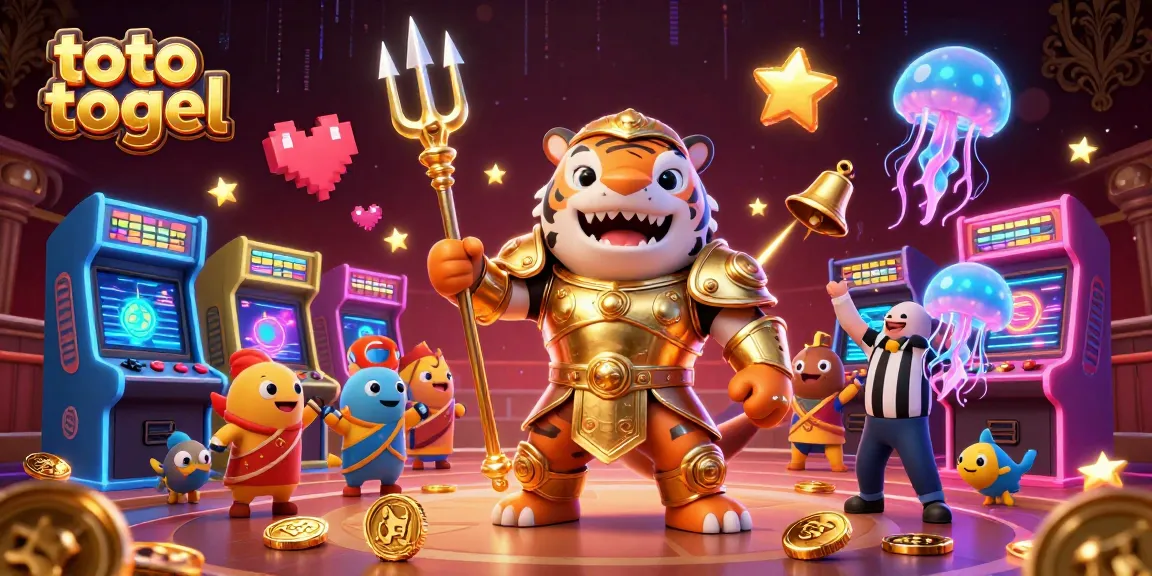 Experience total excitement with toto togel in a vibrant underwater casino where a shark battles in golden gladiator armor.