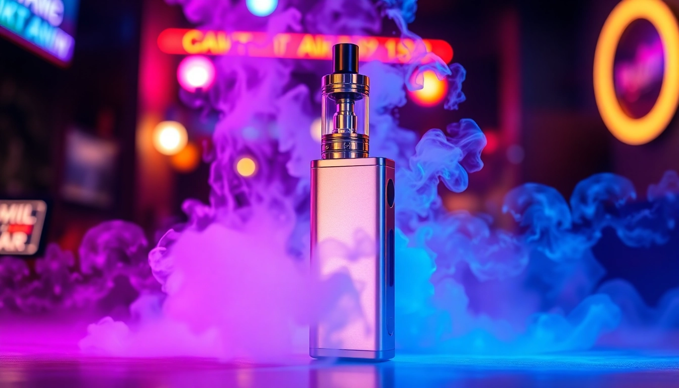 Captivating air bar vape surrounded by vapor in a vibrant atmosphere.