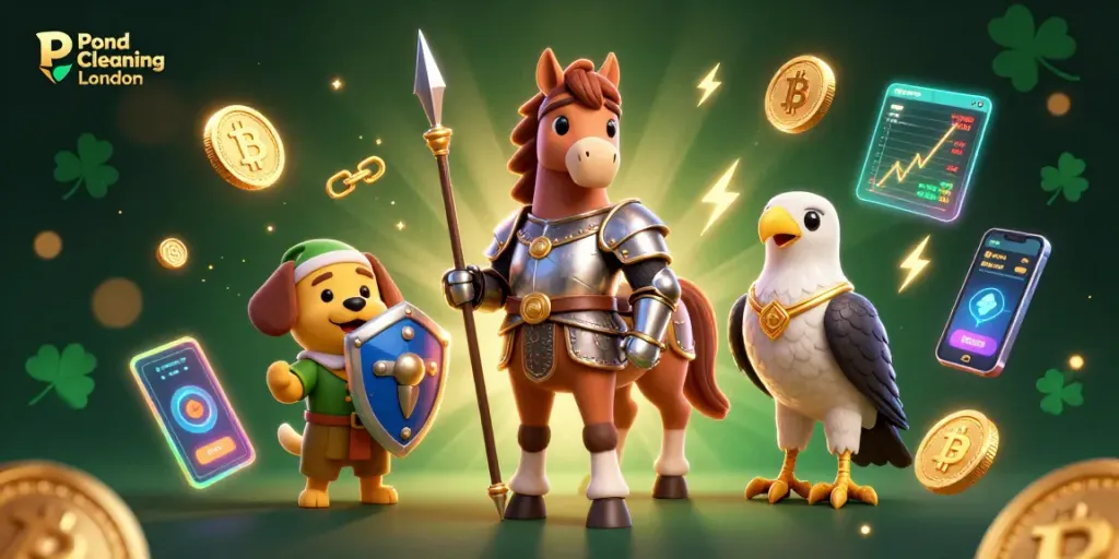 Pond Cleaning London reveals knights and puppies winning in a vibrant gambling scene.