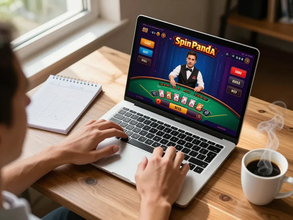 Player engaging with Spin Panda online casino table games showcasing live blackjack action.