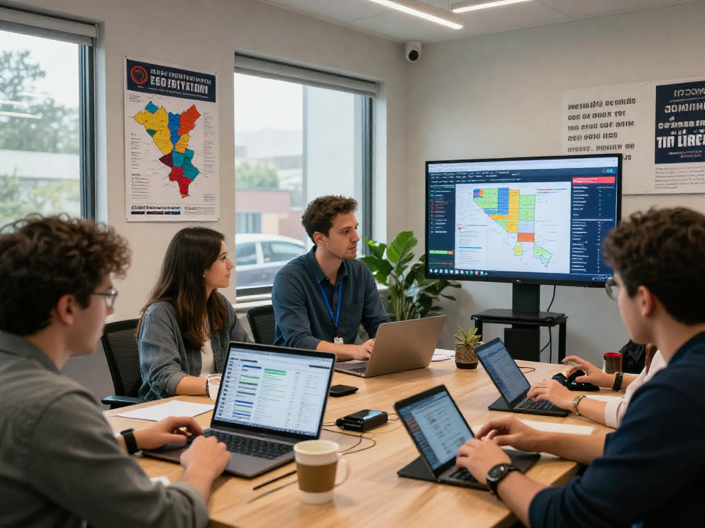 Strategy session analyzing political ad performance measurement with campaign team and analytics
