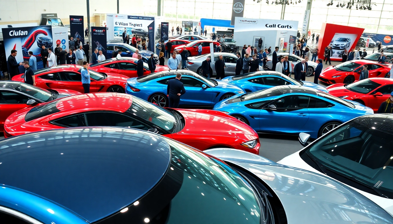Experience the vibrant atmosphere of an Auto Cars Show filled with luxury vehicles.