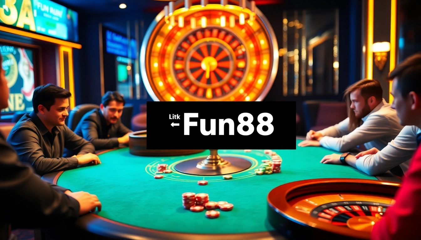 Engaging players at a casino table with the Fun88 link highlighted for live betting.