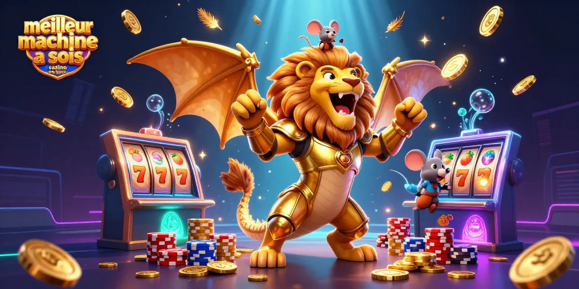 Profitez des meilleures machines à sous en ligne avec une illustration dynamique et colorée des jeux de casino.