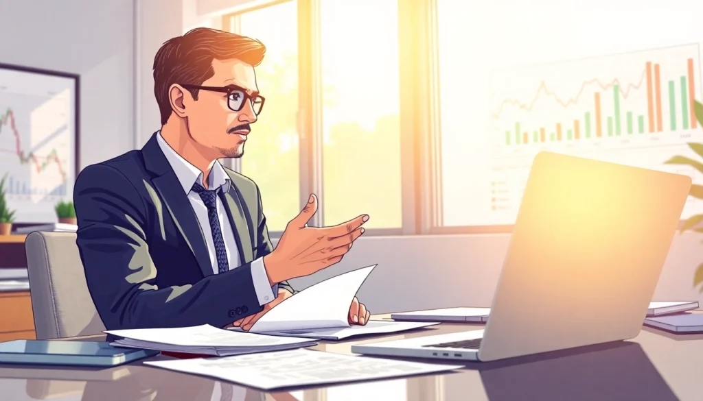 카드 한도 현금화 방법을 논의하는 금융 전문가의 모습으로 신뢰감 있는 장면을 표현합니다.