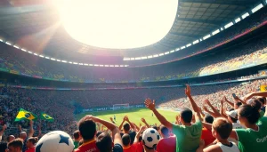 Exciting moment from the best sports betting sites in Brazil with fans enjoying a live sports event.