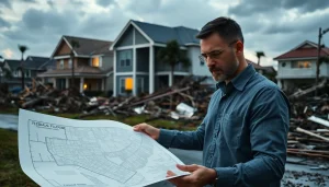 Assessing Florida Hurricane Damage with blueprints in a storm-damaged neighborhood