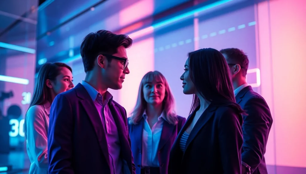 Experience interactive sex chat AI with diverse avatars in a vibrant digital interface.