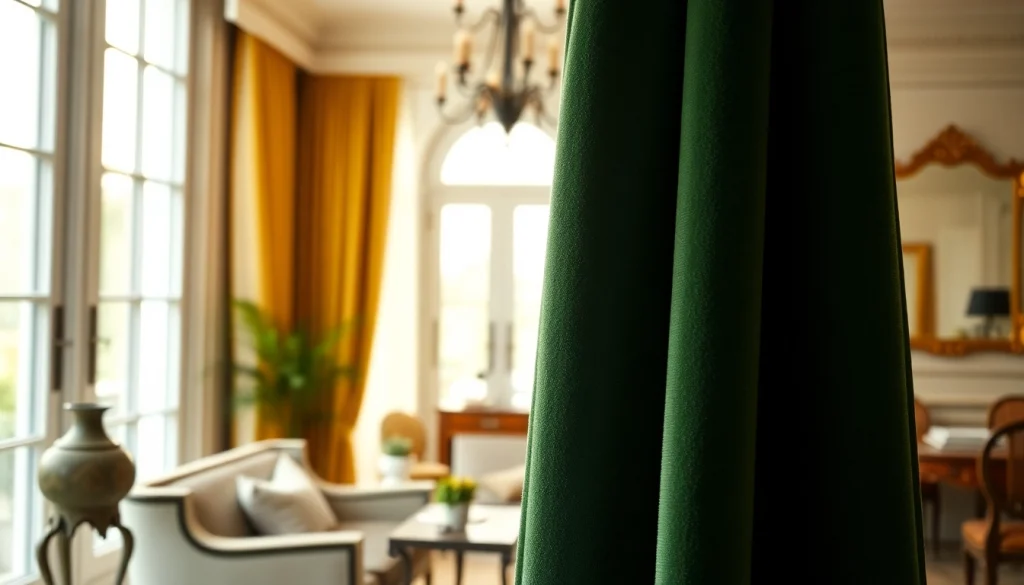 Verken gordijnstof in een elegant interieur met verfijnde velours stof bij het raam.