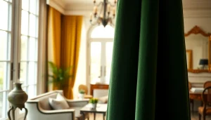 Verken gordijnstof in een elegant interieur met verfijnde velours stof bij het raam.