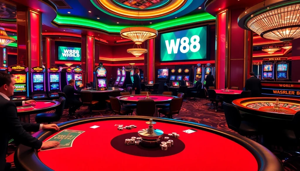 Experience the thrill of betting at W88 link with vibrant casino visuals and exciting gameplay.