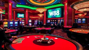 Experience the thrill of betting at W88 link with vibrant casino visuals and exciting gameplay.