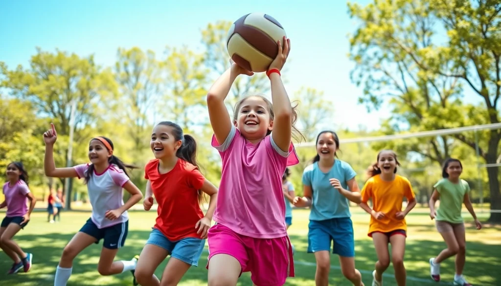 Girls actively engaging in Multi Sports Camps for Girls, showcasing teamwork and fun.