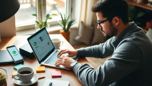 在现代家庭办公室中，笔记本电脑上使用 WhatsApp网页版所带来的引人注目的用户体验。