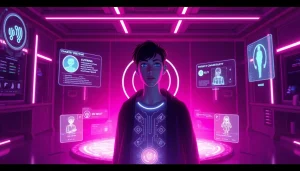 Interactive NSFW character AI creation scene showcasing futuristic design.
