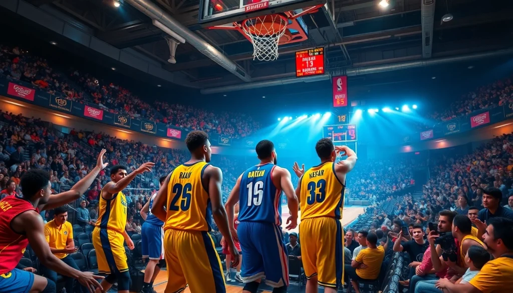 ดูบาสสด: นักบาสเกตบอลเล่นในสนามที่เต็มไปด้วยแฟน ๆ ที่สนุกสนาน