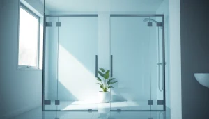 Elegant glass shower doors showcasing clarity and style in a contemporary bathroom setting.
