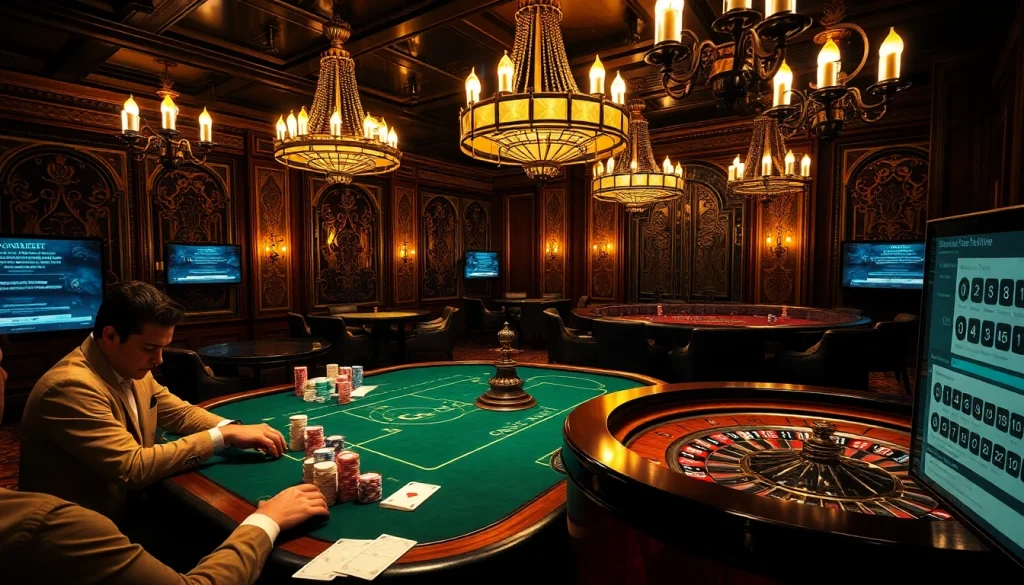The hidden wiki official showcases a lavish casino scene of a high-stakes poker game full of excitement and luxury.