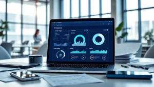 Illustration of how does Pretzel use AI in its warranty process, featuring a laptop with AI analytics and warranty documents.